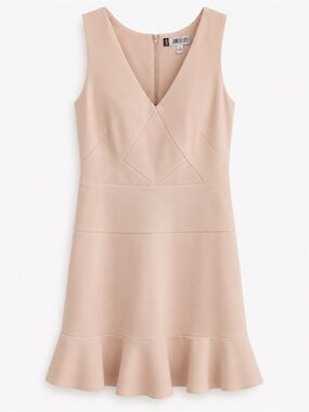 Jennifer Lopez Blush Sleeveless V-Neck Ruffle-Hem Mini Dress